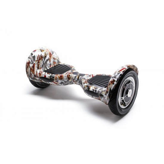 Elektromos Hoverboard GoKart Szett Lengéscsillapítókkal, 10 colos, Off-Road Tattoo, Nagy Hatótávolság, Piros HoverKart Lengéscsillapítókkal, Smart Balance 2