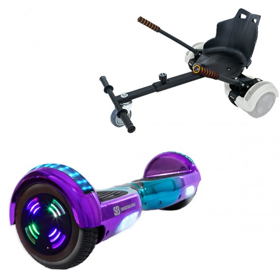 Elektromos Hoverboard Standard GoKart Szett, 6.5 colos, Regular Dakota Junior, Standard Hatótávolság, és Fekete Hoverkart, Smart Balance