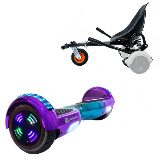 Elektromos Hoverboard GoKart Szett Lengéscsillapítókkal, 6.5 colos, Regular Dakota Junior, Standard Hatótávolság, Fekete HoverKart Lengéscsillapítókkal, Smart Balance