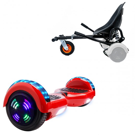 Elektromos Hoverboard GoKart Szett Lengéscsillapítókkal, 6.5 colos, Regular Red Junior, Standard Hatótávolság, Fekete HoverKart Lengéscsillapítókkal, Smart Balance