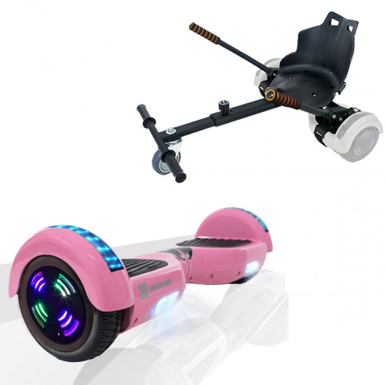 Elektromos Hoverboard Standard GoKart Szett, 6.5 colos, Regular Pink Junior, Standard Hatótávolság, és Fekete Hoverkart, Smart Balance