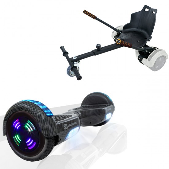 Elektromos Hoverboard Standard GoKart Szett, 6.5 colos, Regular Carbon Junior, Standard Hatótávolság, és Fekete Hoverkart, Smart Balance