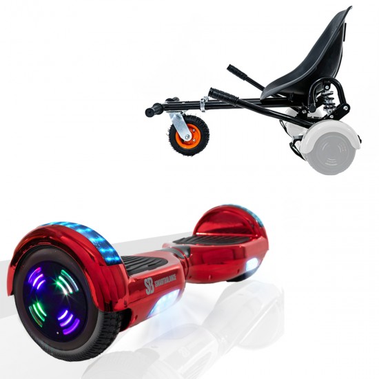 Elektromos Hoverboard GoKart Szett Lengéscsillapítókkal, 6.5 colos, Regular ElectroRed Junior, Standard Hatótávolság, Fekete HoverKart Lengéscsillapítókkal, Smart Balance