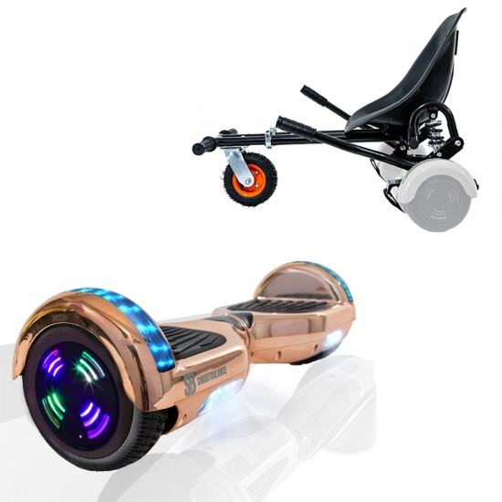 Elektromos Hoverboard GoKart Szett Lengéscsillapítókkal, 6.5 colos, Regular Iron Junior, Standard Hatótávolság, Fekete HoverKart Lengéscsillapítókkal, Smart Balance