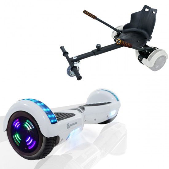 Elektromos Hoverboard Standard GoKart Szett, 6.5 colos, Regular White Pearl Junior, Standard Hatótávolság, és Fekete Hoverkart, Smart Balance