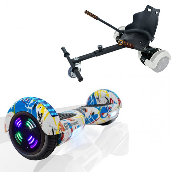 Elektromos Hoverboard Standard GoKart Szett, 6.5 colos, Regular Splash Junior, Standard Hatótávolság, és Fekete Hoverkart, Smart Balance