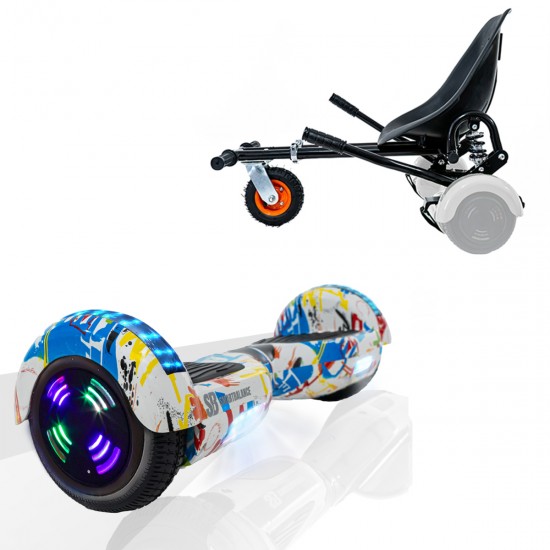 Elektromos Hoverboard GoKart Szett Lengéscsillapítókkal, 6.5 colos, Regular Splash Junior, Standard Hatótávolság, Fekete HoverKart Lengéscsillapítókkal, Smart Balance