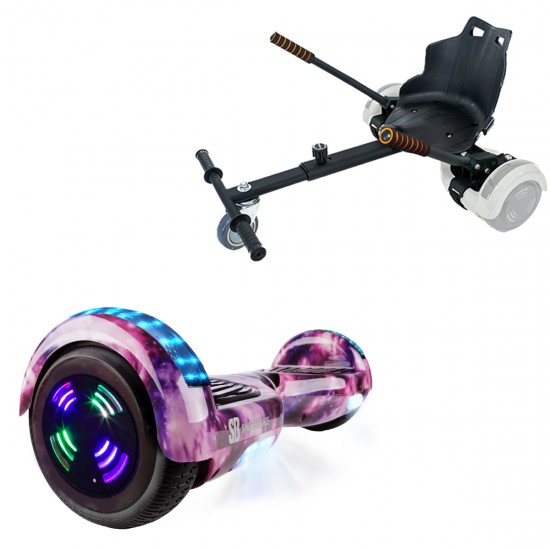 Elektromos Hoverboard Standard GoKart Szett, 6.5 colos, Regular Galaxy Pink Junior, Standard Hatótávolság, és Fekete Hoverkart, Smart Balance