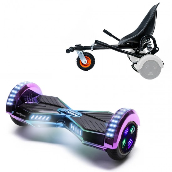 Elektromos Hoverboard GoKart Szett Lengéscsillapítókkal, 6.5 colos, Transformers Dakota Junior, Standard Hatótávolság, Fekete HoverKart Lengéscsillapítókkal, Smart Balance