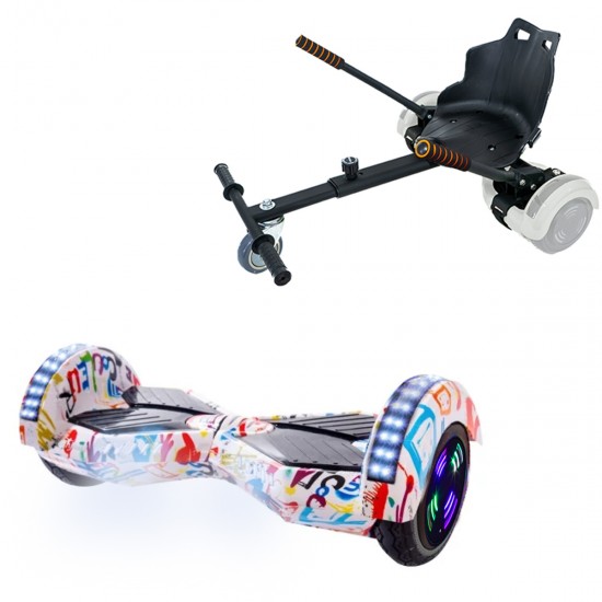 Elektromos Hoverboard Standard GoKart Szett, 6.5 colos, Transformers Splash Junior, Standard Hatótávolság, és Fekete Hoverkart, Smart Balance