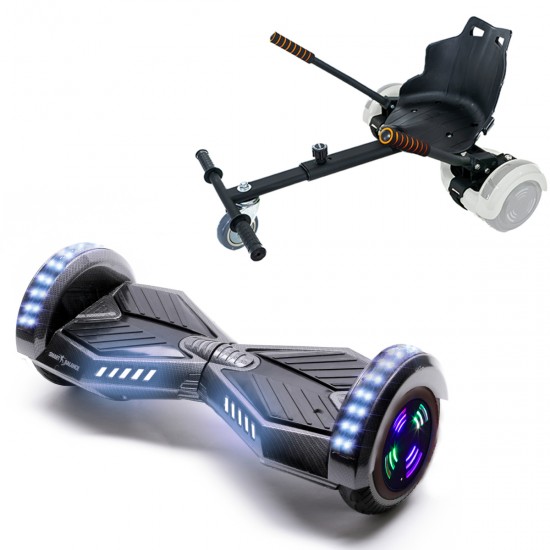 Elektromos Hoverboard Standard GoKart Szett, 6.5 colos, Transformers Carbon Junior, Standard Hatótávolság, és Fekete Hoverkart, Smart Balance