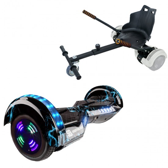Elektromos Hoverboard Standard GoKart Szett, 6.5 colos, Transformers Thunderstorm Blue Junior, Standard Hatótávolság, és Fekete Hoverkart, Smart Balance