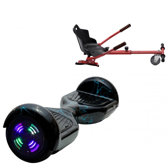 Elektromos Hoverboard Standard GoKart Szett, 6.5 colos, Regular Thunderstorm Blue Junior, Standard Hatótávolság, és Piros Hoverkart, Smart Balance