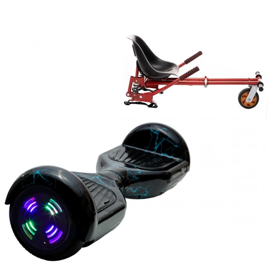 Elektromos Hoverboard GoKart Szett Lengéscsillapítókkal, 6.5 colos, Regular Thunderstorm Blue Junior, Standard Hatótávolság, Piros HoverKart Lengéscsillapítókkal, Smart Balance