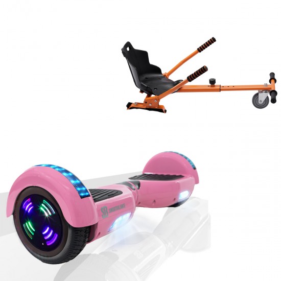 Elektromos Hoverboard Standard GoKart Szett, 6.5 colos, Regular Pink Junior, Standard Hatótávolság, és Narancs Hoverkart, Smart Balance