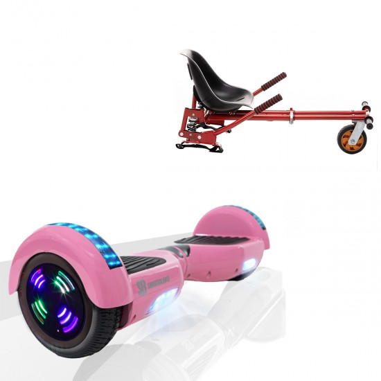 Elektromos Hoverboard GoKart Szett Lengéscsillapítókkal, 6.5 colos, Regular Pink Junior, Standard Hatótávolság, Piros HoverKart Lengéscsillapítókkal, Smart Balance