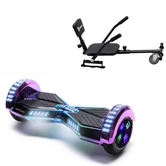 Elektromos Hoverboard csomag Komfortos Üléssel, 6.5 colos, Transformers Dakota Junior, Standard Hatótávolság, Fekete Szivacsos ülés, Smart Balance