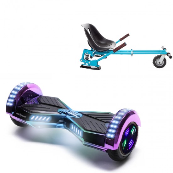 Elektromos Hoverboard GoKart Szett Lengéscsillapítókkal, 6.5 colos, Transformers Dakota Junior, Standard Hatótávolság, Kék HoverKart Lengéscsillapítókkal, Smart Balance