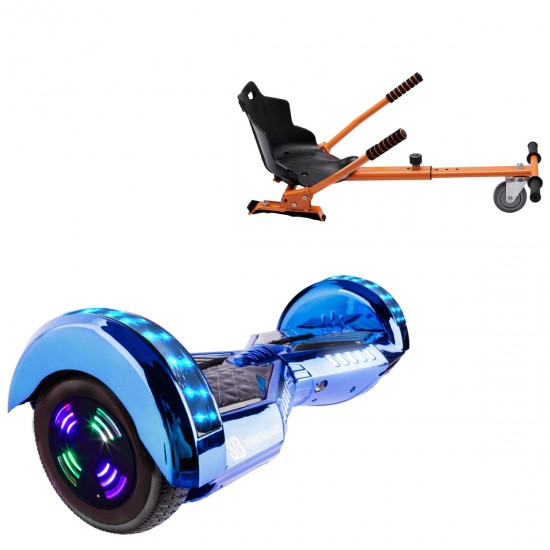 Elektromos Hoverboard Standard GoKart Szett, 6.5 colos, Transformers ElectroBlue Junior, Standard Hatótávolság, és Narancs Hoverkart, Smart Balance