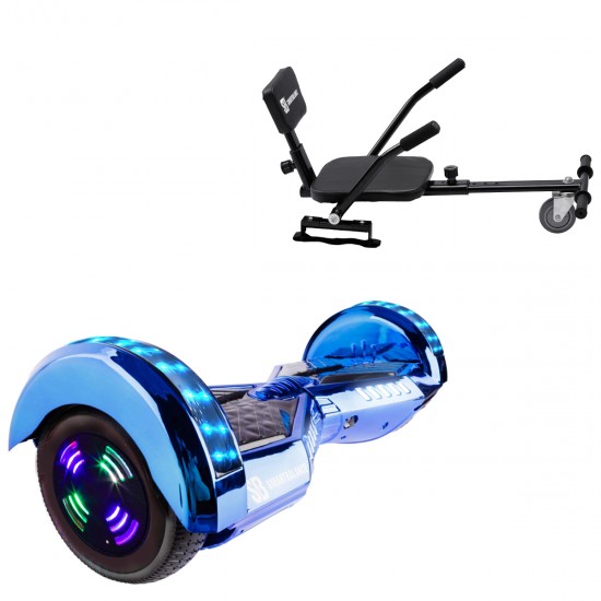 Elektromos Hoverboard csomag Komfortos Üléssel, 6.5 colos, Transformers ElectroBlue Junior, Standard Hatótávolság, Fekete Szivacsos ülés, Smart Balance