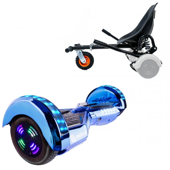 Elektromos Hoverboard GoKart Szett Lengéscsillapítókkal, 6.5 colos, Transformers ElectroBlue Junior, Standard Hatótávolság, Fekete HoverKart Lengéscsillapítókkal, Smart Balance
