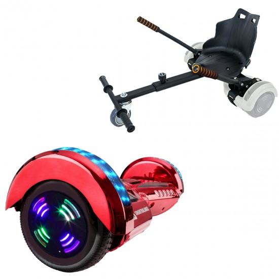 Elektromos Hoverboard Standard GoKart Szett, 6.5 colos, Transformers ElectroRed Junior, Standard Hatótávolság, és Fekete Hoverkart, Smart Balance