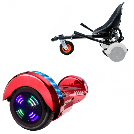 Elektromos Hoverboard GoKart Szett Lengéscsillapítókkal, 6.5 colos, Transformers ElectroRed Junior, Standard Hatótávolság, Fekete HoverKart Lengéscsillapítókkal, Smart Balance