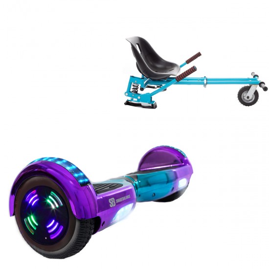 Elektromos Hoverboard GoKart Szett Lengéscsillapítókkal, 6.5 colos, Regular Dakota Junior, Standard Hatótávolság, Kék HoverKart Lengéscsillapítókkal, Smart Balance