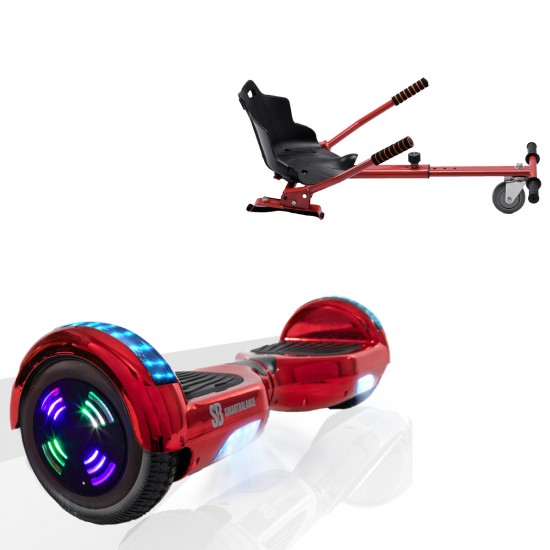 Elektromos Hoverboard Standard GoKart Szett, 6.5 colos, Regular ElectroRed Junior, Standard Hatótávolság, és Piros Hoverkart, Smart Balance