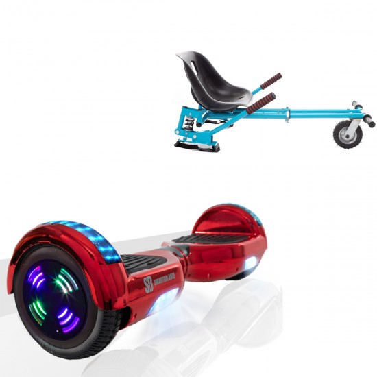 Elektromos Hoverboard GoKart Szett Lengéscsillapítókkal, 6.5 colos, Regular ElectroRed Junior, Standard Hatótávolság, Kék HoverKart Lengéscsillapítókkal, Smart Balance