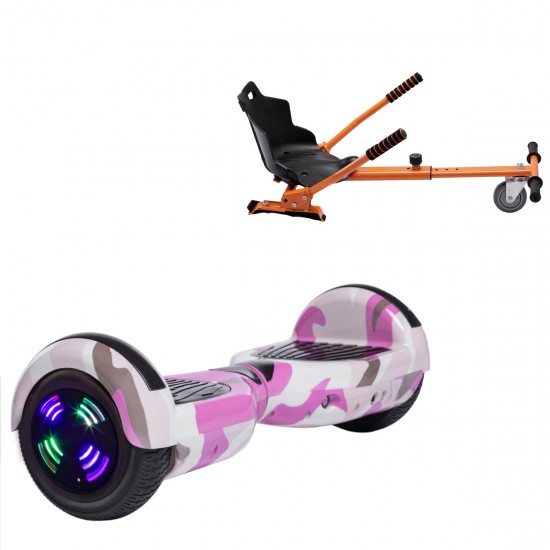 Elektromos Hoverboard Standard GoKart Szett, 6.5 colos, Regular Camouflage Pink Junior, Standard Hatótávolság, és Narancs Hoverkart, Smart Balance