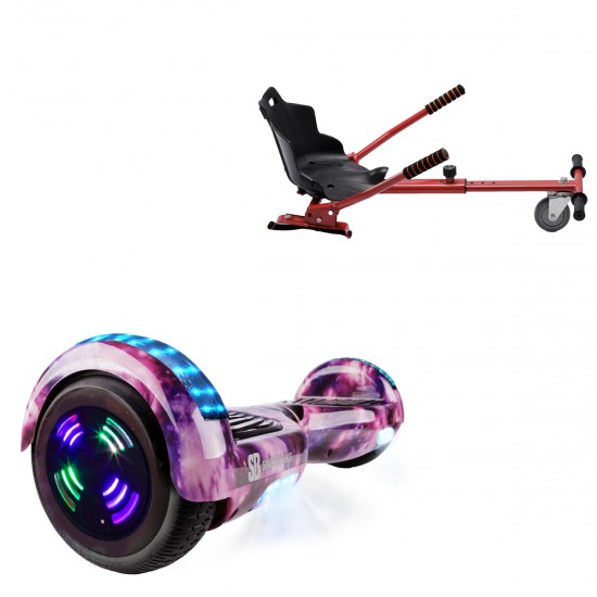 Elektromos Hoverboard Standard GoKart Szett, 6.5 colos, Regular Galaxy Pink Junior, Standard Hatótávolság, és Piros Hoverkart, Smart Balance