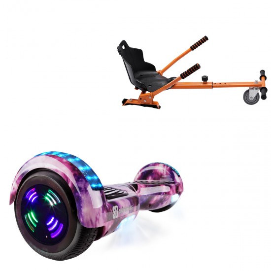 Elektromos Hoverboard Standard GoKart Szett, 6.5 colos, Regular Galaxy Pink Junior, Standard Hatótávolság, és Narancs Hoverkart, Smart Balance