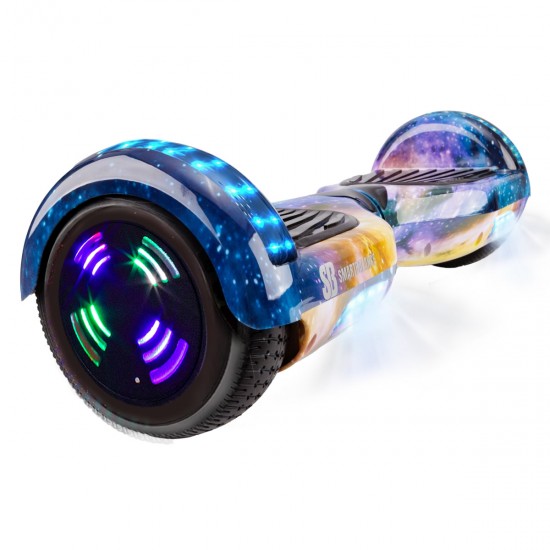 Elektromos Hoverboard GoKart Szett Lengéscsillapítókkal, 6.5 colos, Regular Galaxy Orange Junior, Standard Hatótávolság, Fekete HoverKart Lengéscsillapítókkal, Smart Balance 2