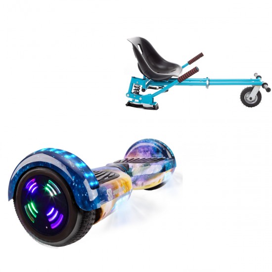 Elektromos Hoverboard GoKart Szett Lengéscsillapítókkal, 6.5 colos, Regular Galaxy Orange Junior, Standard Hatótávolság, Kék HoverKart Lengéscsillapítókkal, Smart Balance