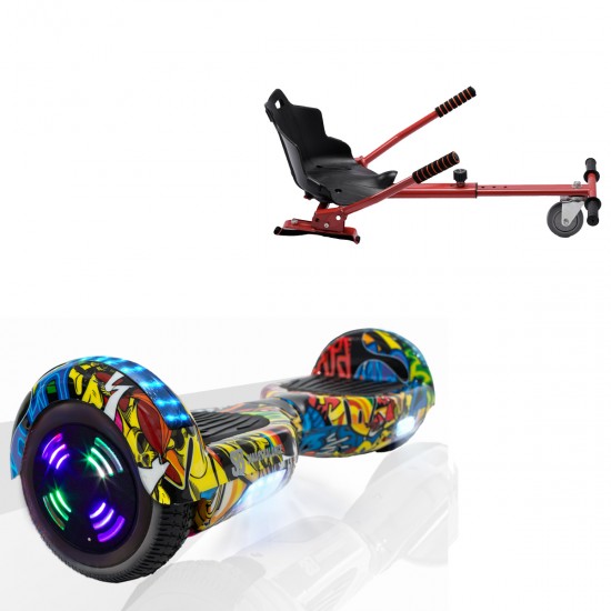 Elektromos Hoverboard Standard GoKart Szett, 6.5 colos, Regular HipHop Junior, Standard Hatótávolság, és Piros Hoverkart, Smart Balance