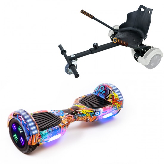 Elektromos Hoverboard Standard GoKart Szett, 6.5 colos, Regular HipHop Orange Junior, Standard Hatótávolság, és Fekete Hoverkart, Smart Balance