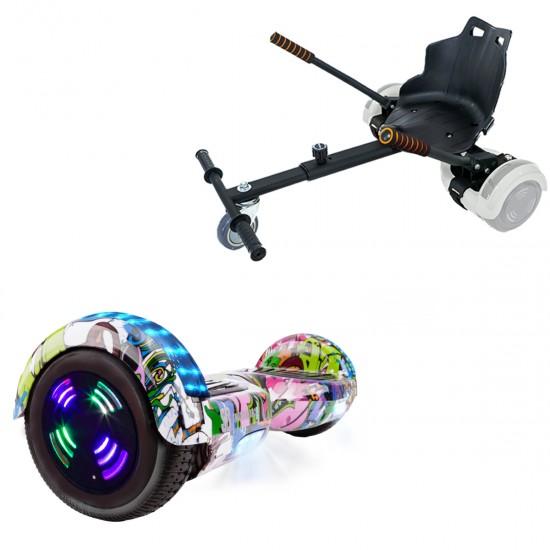 Elektromos Hoverboard Standard GoKart Szett, 6.5 colos, Regular Multicolor Junior, Standard Hatótávolság, és Fekete Hoverkart, Smart Balance