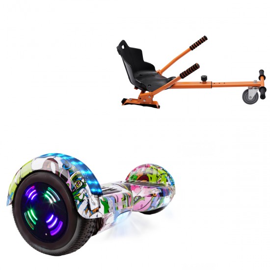 Elektromos Hoverboard Standard GoKart Szett, 6.5 colos, Regular Multicolor Junior, Standard Hatótávolság, és Narancs Hoverkart, Smart Balance