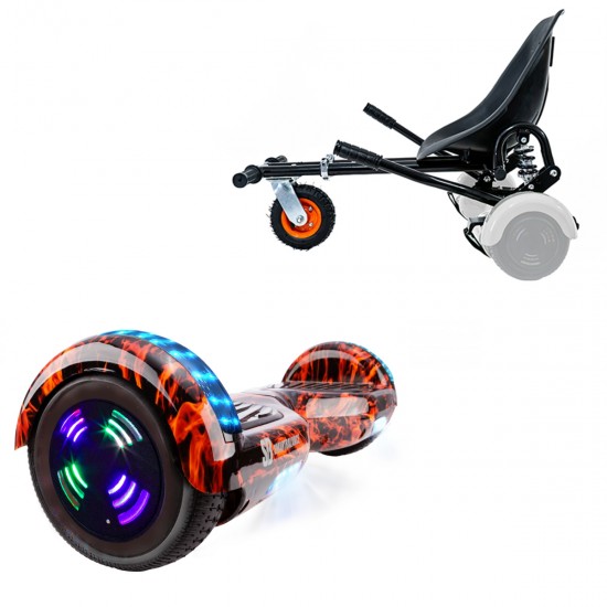 Elektromos Hoverboard GoKart Szett Lengéscsillapítókkal, 6.5 colos, Regular Flame Junior, Standard Hatótávolság, Fekete HoverKart Lengéscsillapítókkal, Smart Balance