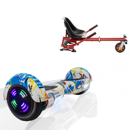 Elektromos Hoverboard GoKart Szett Lengéscsillapítókkal, 6.5 colos, Regular Splash Junior, Standard Hatótávolság, Piros HoverKart Lengéscsillapítókkal, Smart Balance