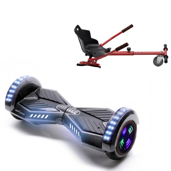 Elektromos Hoverboard Standard GoKart Szett, 6.5 colos, Transformers Carbon Junior, Standard Hatótávolság, és Piros Hoverkart, Smart Balance