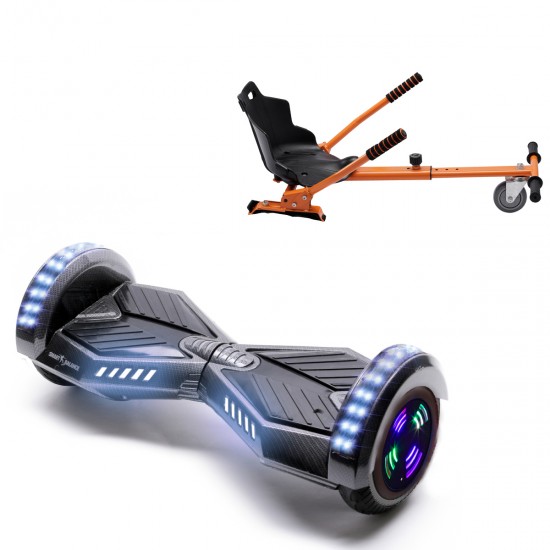 Elektromos Hoverboard Standard GoKart Szett, 6.5 colos, Transformers Carbon Junior, Standard Hatótávolság, és Narancs Hoverkart, Smart Balance