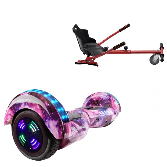 Elektromos Hoverboard Standard GoKart Szett, 6.5 colos, Transformers Galaxy Pink Junior, Standard Hatótávolság, és Piros Hoverkart, Smart Balance