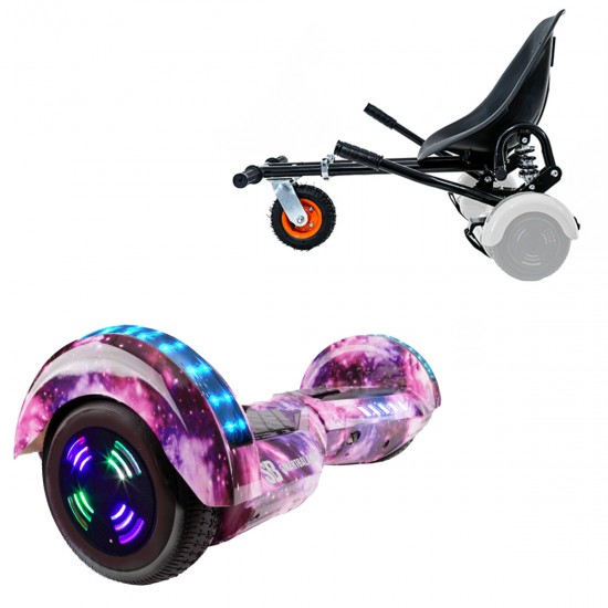 Elektromos Hoverboard GoKart Szett Lengéscsillapítókkal, 6.5 colos, Transformers Galaxy Pink Junior, Standard Hatótávolság, Fekete HoverKart Lengéscsillapítókkal, Smart Balance
