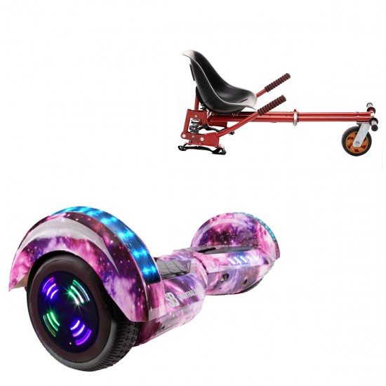 Elektromos Hoverboard GoKart Szett Lengéscsillapítókkal, 6.5 colos, Transformers Galaxy Pink Junior, Standard Hatótávolság, Piros HoverKart Lengéscsillapítókkal, Smart Balance