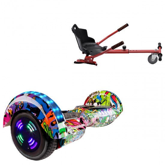 Elektromos Hoverboard Standard GoKart Szett, 6.5 colos, Transformers Multicolor Junior, Standard Hatótávolság, és Piros Hoverkart, Smart Balance