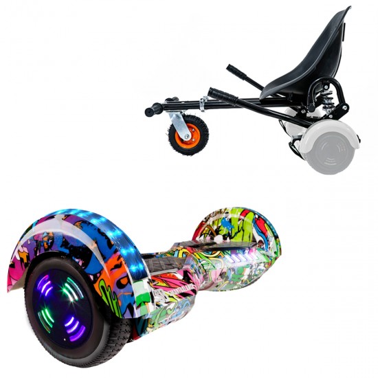Elektromos Hoverboard GoKart Szett Lengéscsillapítókkal, 6.5 colos, Transformers Multicolor Junior, Standard Hatótávolság, Fekete HoverKart Lengéscsillapítókkal, Smart Balance