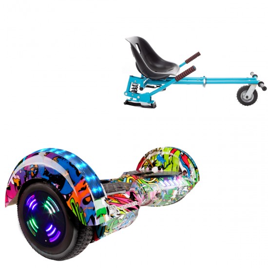Elektromos Hoverboard GoKart Szett Lengéscsillapítókkal, 6.5 colos, Transformers Multicolor Junior, Standard Hatótávolság, Kék HoverKart Lengéscsillapítókkal, Smart Balance