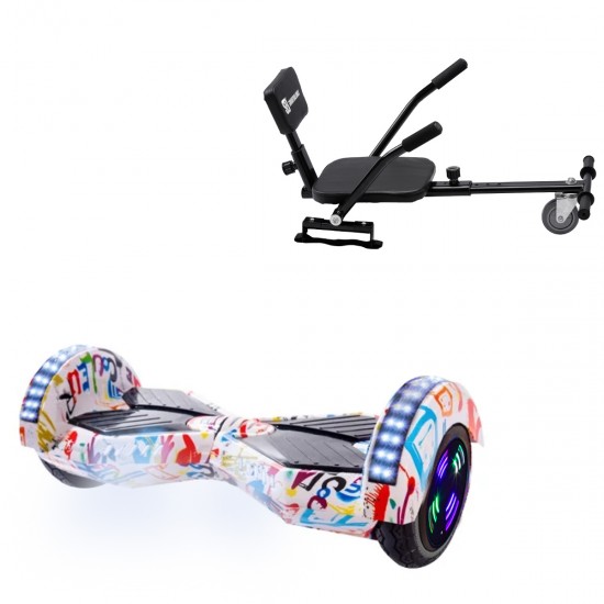Elektromos Hoverboard csomag Komfortos Üléssel, 6.5 colos, Transformers Splash Junior, Standard Hatótávolság, Fekete Szivacsos ülés, Smart Balance